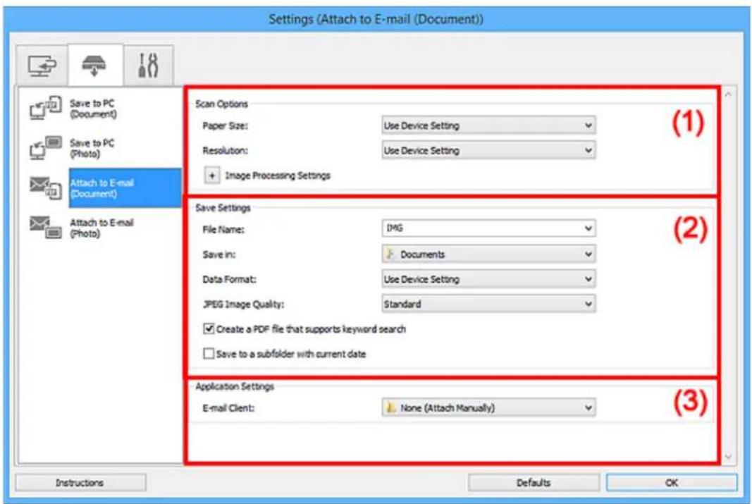 CANON Maxify MB2120 - Settings (Attach to E-mail (Document)) Dialog Box - 1