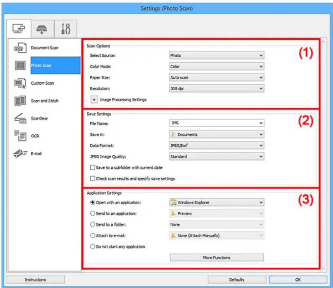 CANON Maxify MB2120 - Settings (Photo Scan) Dialog Box - 1