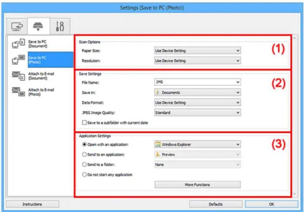 CANON Maxify MB2120 - Settings (Save to PC (Photo)) Dialog Box - 2