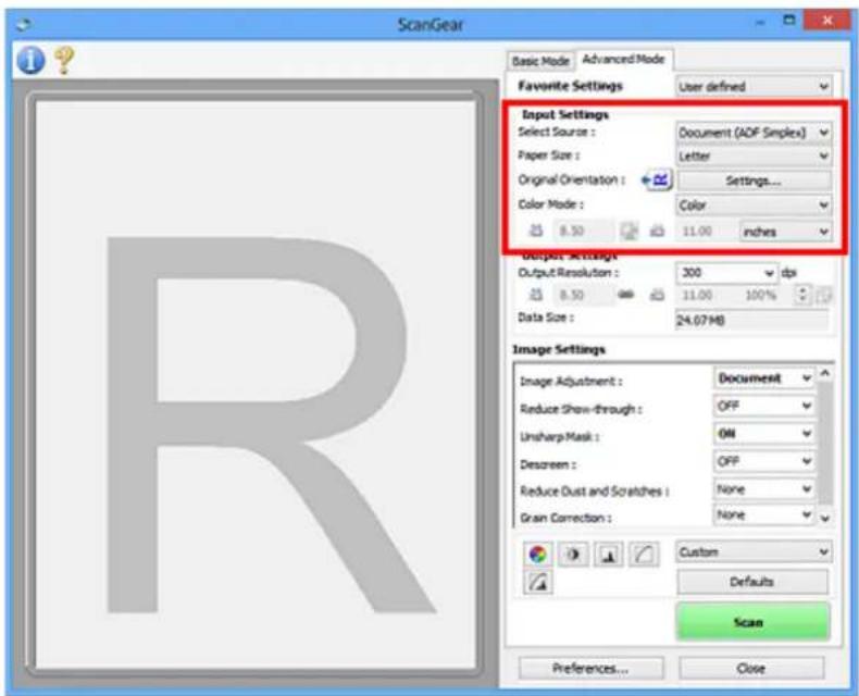 CANON Maxify MB2120 - Input Settings - 1