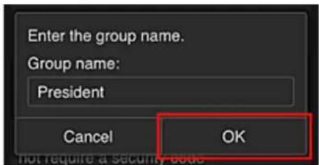 CANON Maxify MB2120 - The senior clerk enters the Group name and selects OK - 1