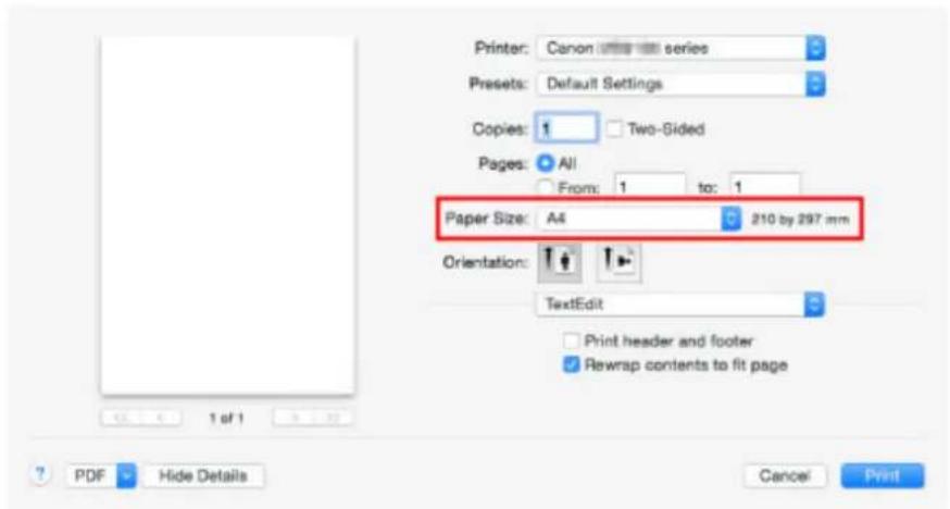 CANON Maxify MB2120 - Select the paper size. - 1