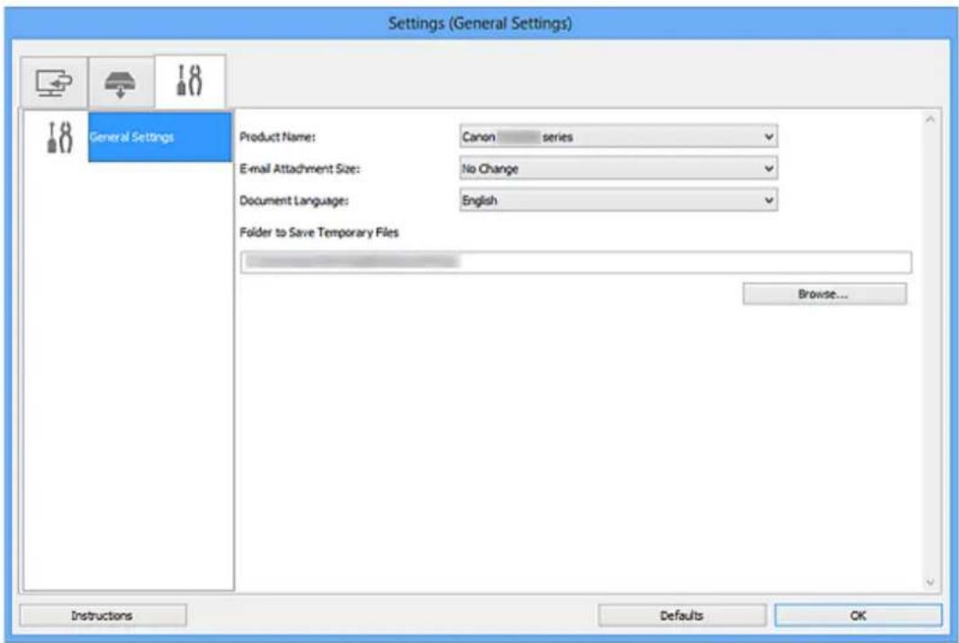 CANON Maxify MB2120 - Settings (General Settings) Dialog Box - 1