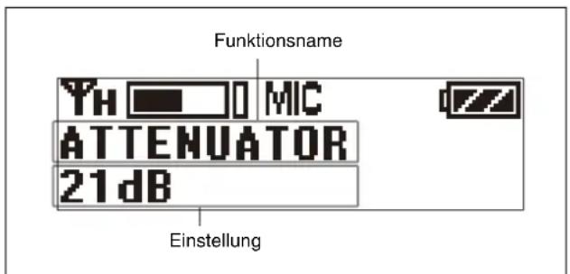 Funktionsname YH MIC ATTENUATOR 21dB Einstellung