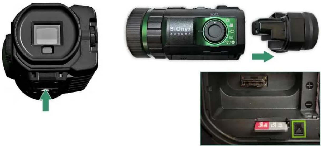 SiOnyx Aurora Black - Inserting the Micro SD Card - 1