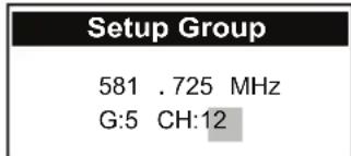 Setup Group 581 . 725 MHz G:5 CH:12
