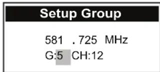 Setup Group 581 . 725 MHz G:5 CH:12