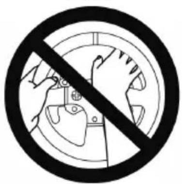Prohibition sign with crossed-out hand and circular background, indicating no manual use or usage of a device.