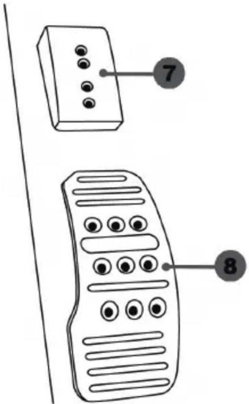 Diagram showing two remote control devices with labeled buttons and numbered parts