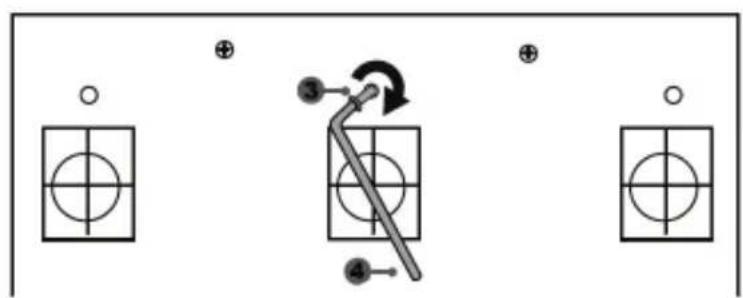 Diagram showing a mechanical or electrical component with four labeled parts and directional arrows, likely illustrating a circuit or mechanism.