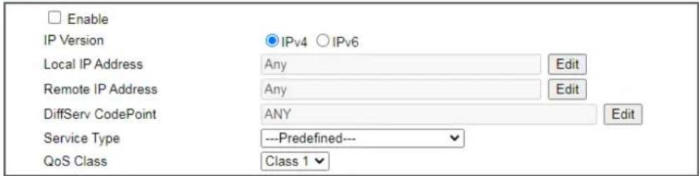 Draytek Vigor 2620L - Add / edit a Class Rule for QoS - 2
