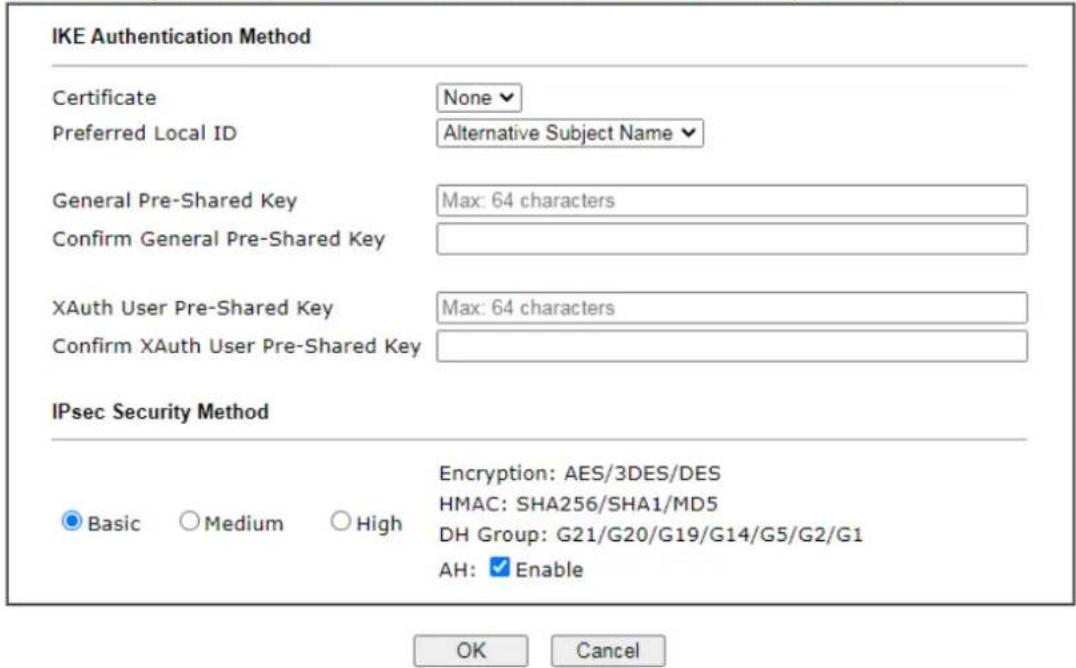 Draytek Vigor 2620L - VPN IKE/IPsec General Setup - 1