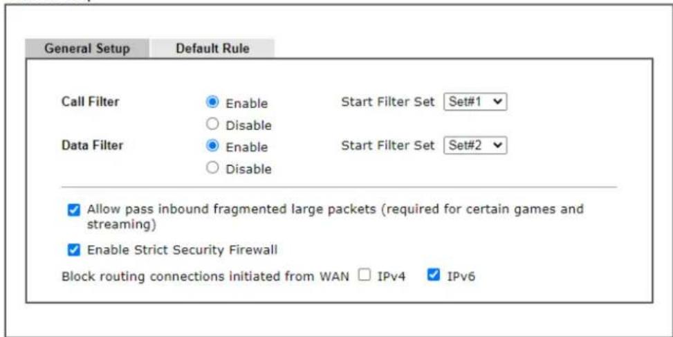 Draytek Vigor 2620L - General Setup Page - 1
