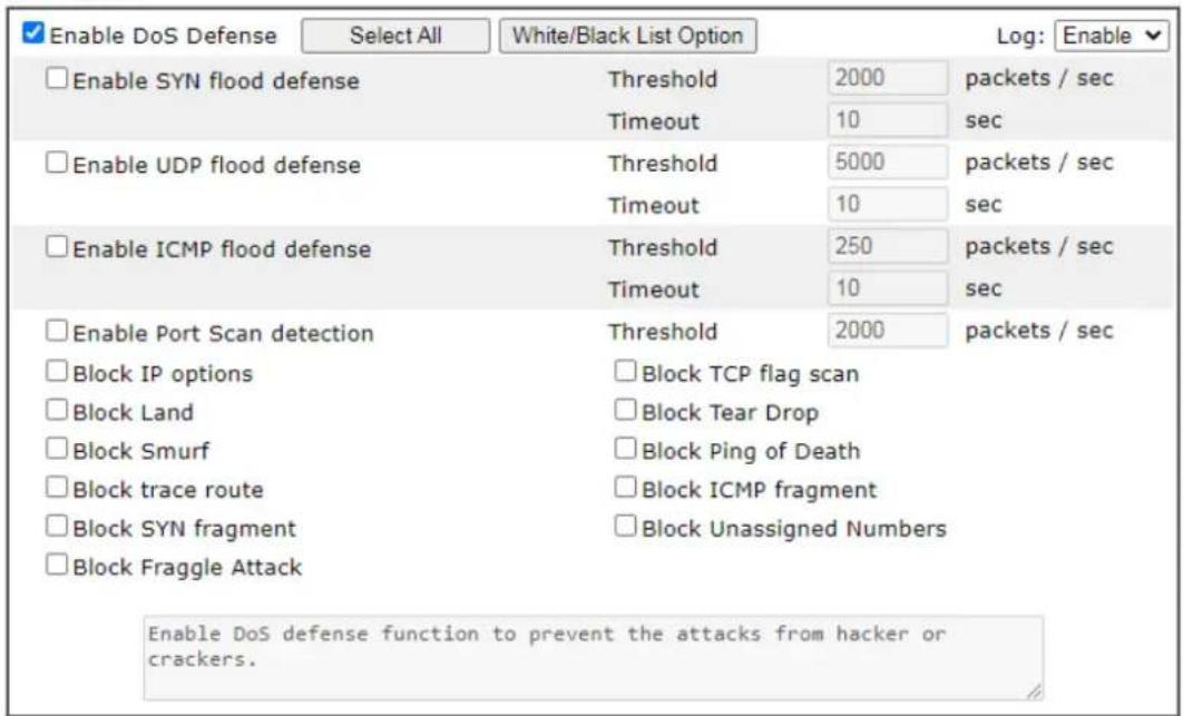 Draytek Vigor 2620L - V-1-3-1 DoS Defense - 2