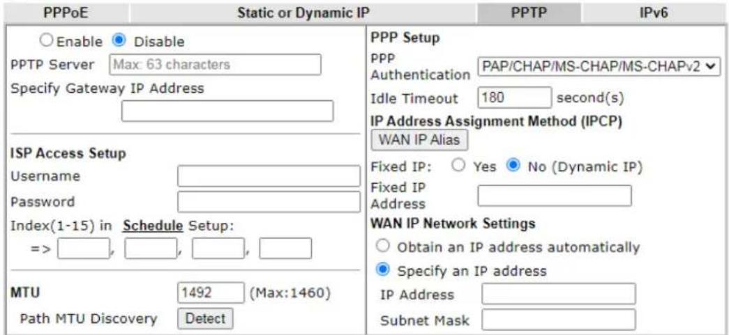 Draytek Vigor 2620L - II-2-2-7 Details Page for PPTP - 1