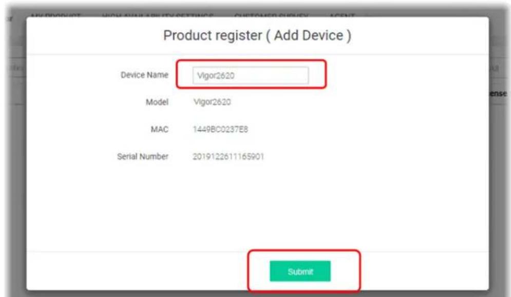 Draytek Vigor 2620L - Support Area Product Registration - 2