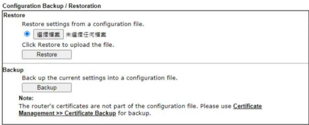 Draytek Vigor 2620L - VI-1-5 Configuration Backup - 1