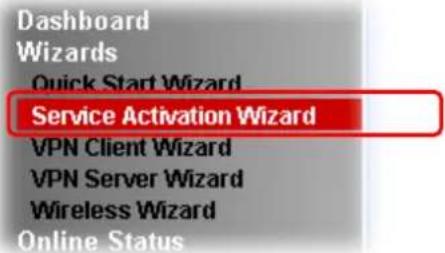Draytek Vigor 2620L - Open Wizards>>Service Activation Wizard. - 1
