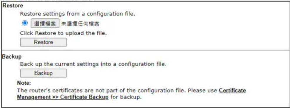 Draytek Vigor 2620L - Configuration Backup / Restoration - 1