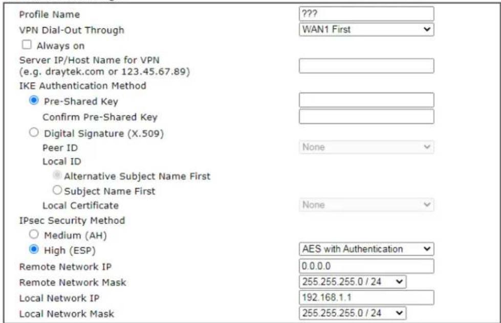 Draytek Vigor 2620L - VPN Client IPsec Settings - 1