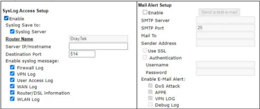 Draytek Vigor 2620L - VI-1-6 Syslog/Mail Alert - 1
