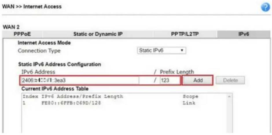 Draytek Vigor 2620L - Static IPv6 - 1