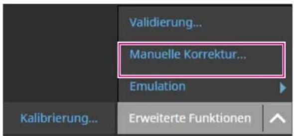 Validierung... Manuelle Korrektur... Emulation Kalibrierung... Erweiterte Funktionen