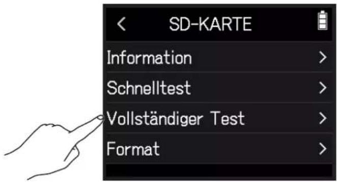 SD-KARTE Information > Schnelltest > Vollständiger Test > Format >