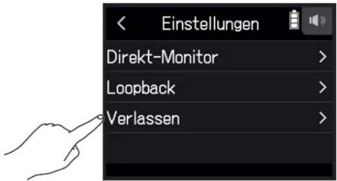 Einstellungen Direkt-Monitor > Loopback > Verlassen >