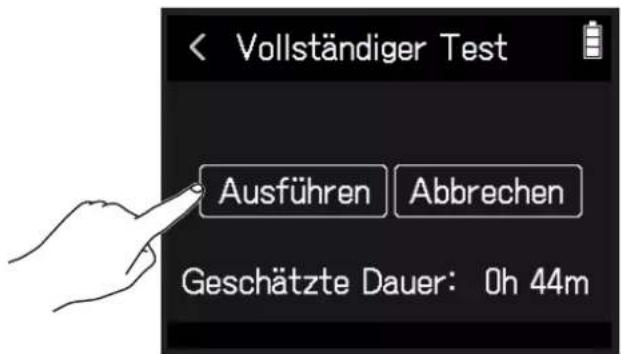 Vollständiger Test Ausführen Abbrechen Geschätzte Dauer: 0h 44m