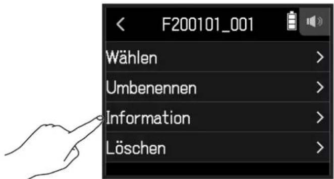 F200101_001 Wählen > Umbenennen > Information > Löschen >