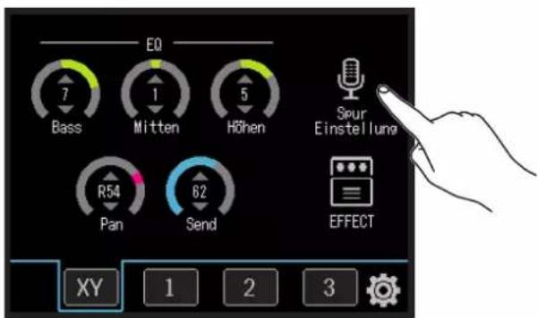 EQ 7 Bass 1 Mitten 5 Höhen Seur Einstellung R54 Pan 62 Send EFFECT XY 1 2 3