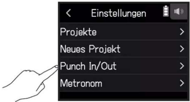 Einstellungen Projekte > Neues Projekt > Punch In/Out > Metronom >