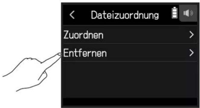 Dateizuordnung Zuordnen > Entfernen >