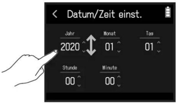 < Datum/Zeit einst. Jahr Monat Tao 2020 01 01 Stunde Minute 00 00