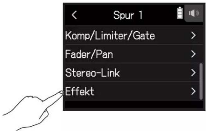 Spur 1 Komp/Limiter/Gate > Fader/Pan > Stereo-Link > Effekt >