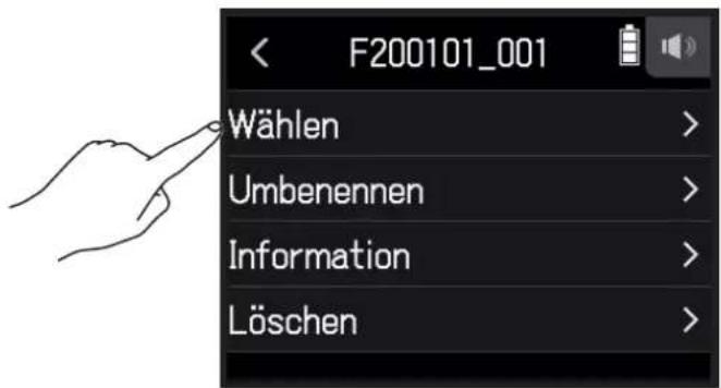 F200101_001 Wählen > Umbenennen > Information > Löschen >