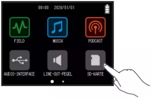 00:00 2020/01/01 FIELD MUSIK PODCAST AUDIO-INTERFACE LINE-OUT-PEGEL SD-KARTE