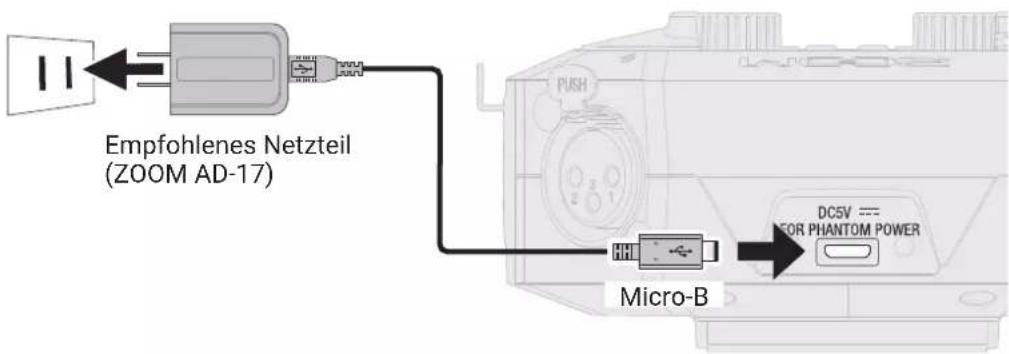 Empfohlenes Netzteil (ZOOM AD-17) Micro-B DC5V === FOR PHANTOM POWER