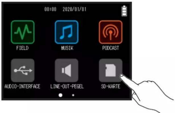 00:00 2020/01/01 FIELD MUSIK PODCAST AUDIO-INTERFACE LINE-OUT-PEGEL SD-KARTE