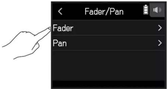 ZOOM H8 - Wählen Sie Fader oder Pan. - 1