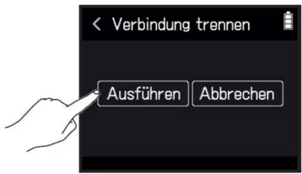 < Verbindung trennen Ausführen Abbrechen