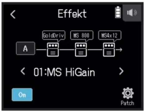 ZOOM H8 - Tippen Sie auf den Effekt, um ihn im Effekt-Screen anzupassen. - 1
