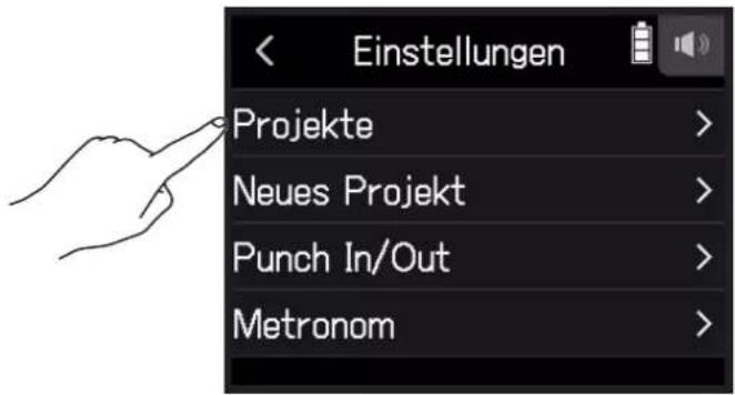 Einstellungen Projekte > Neues Projekt > Punch In/Out > Metronom >