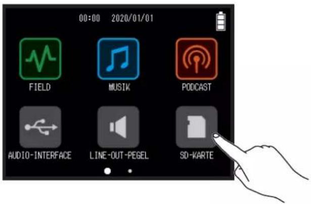 00:00 2020/01/01 FIELD MUSIK PODCAST AUDIO-INTERFACE LINE-OUT-PEGEL SD-KARTE