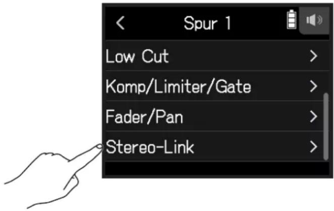 Spur 1 Low Cut > Komp/Limiter/Gate > Fader/Pan > Stereo-Link >