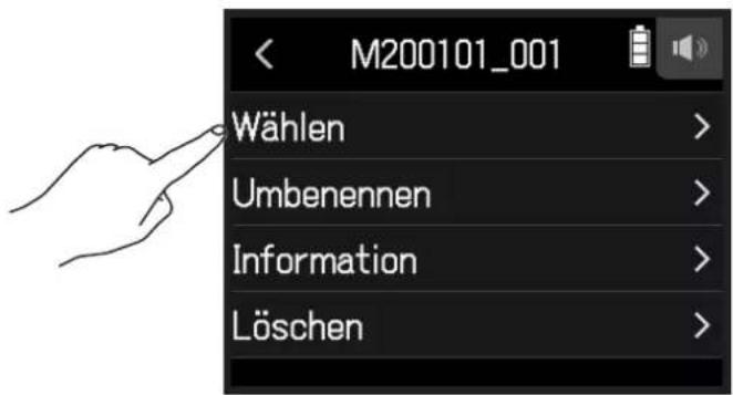 M200101_001 Wählen > Umbenennen > Information > Löschen >