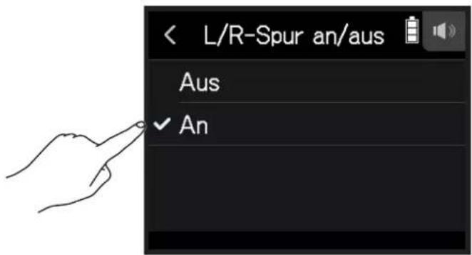 L/R-Spur an/aus Aus ✓ An