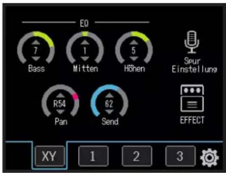 E0 7 Bass Mitten 5 Höhen Spur Einstellung R54 Pan 62 Send EFFECT XY 1 2 3