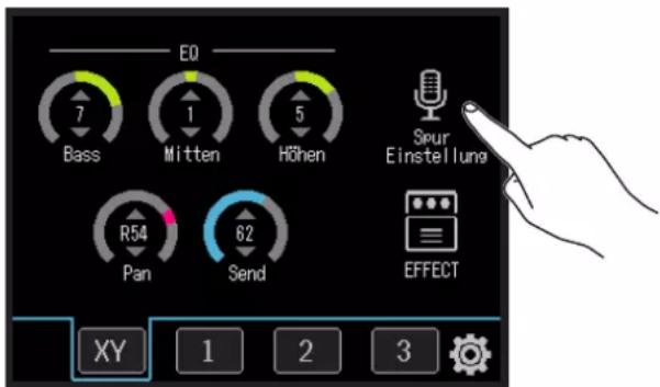 E0 7 Bass 1 Mitten 5 Höhen Spur Einstellung R54 Pan 62 Send EFFECT XY 1 2 3
